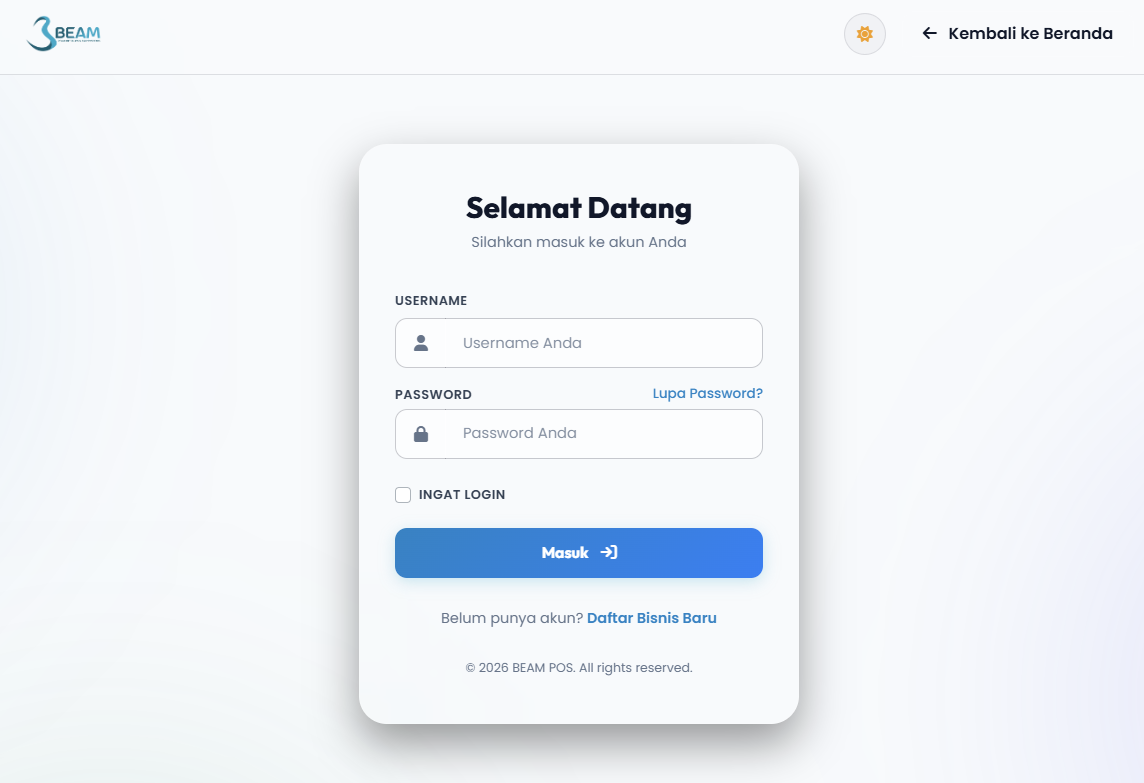 Cara masuk ke system Beampos